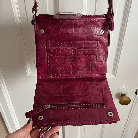 Nine West Burgundy Crocodile Crossbody Bag - Picture 8 of 9